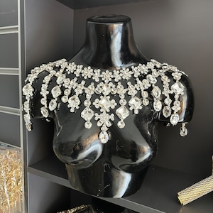 CZ Shoulder Necklace, Bridal Shoulder Chain, Wedding Body Jewelry, Wedding Dress Shoulder Jewelry,Bridal Accessories, Crystal Body Accessory