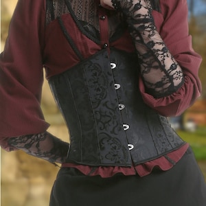Underbust Corset Black Belt Floral Corsets Waist Trainer Victorian Corset Dress Renaissance Plus Size Corset Cupless Gothic Goth Corset